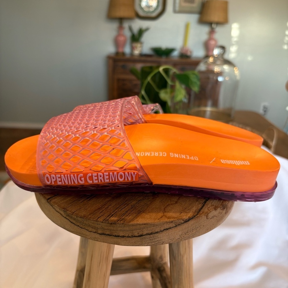 Opening Ceremony X Melissa Size 7 Vibrant Orange and Pink Slides